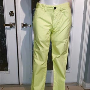 Club Monaco New York Yellow Cotton Slim Fit Pants